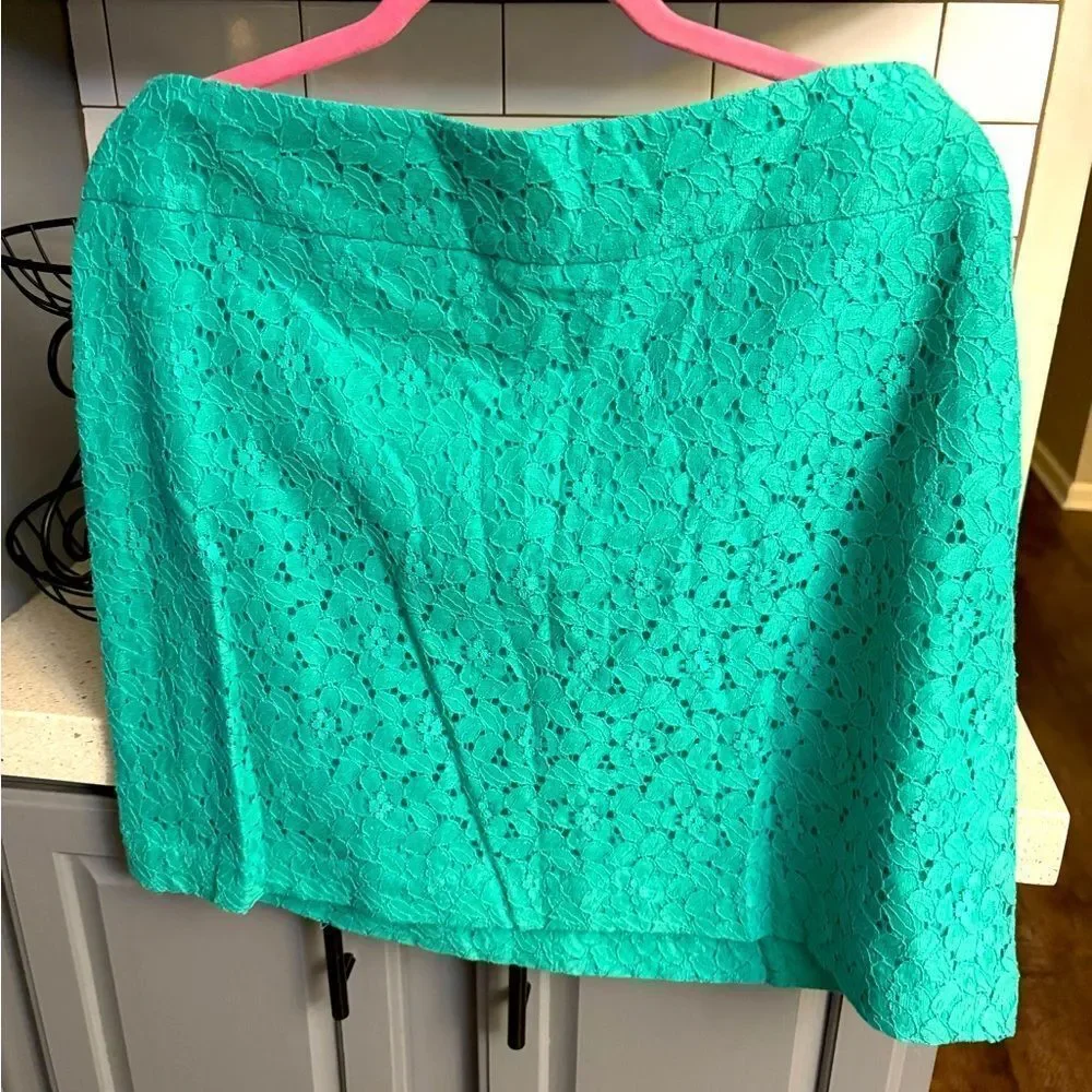 Vibrant Teal Lace Skirt, by Loft, size 14, NWT